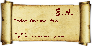 Erdős Annunciáta névjegykártya